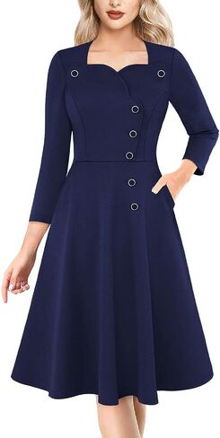 VFSHOW Womens 2024 Business Work Office Pockets Church Vintage Slim Fit and Flare A-Line Dress in Saudi Arabia