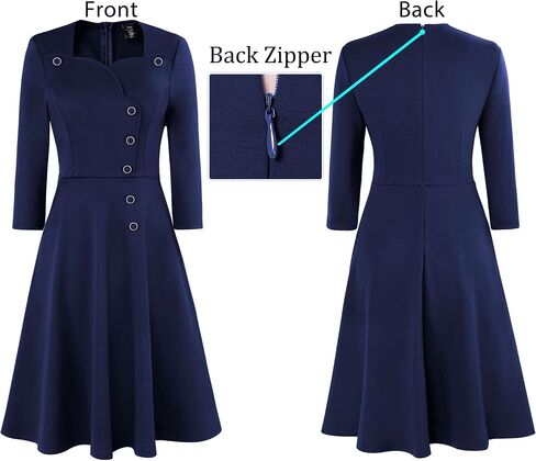 VFSHOW Womens 2024 Business Work Office Pockets Church Vintage Slim Fit and Flare A-Line Dress in Saudi Arabia