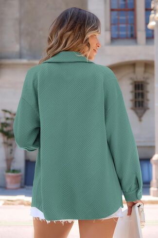 PRETTYGARDEN Women's Oversized Shacket Jackets Fall Fashion Clothes 2024 Casual Long Sleeve Loose Collared Blouse Shirts in Saudi Arabia