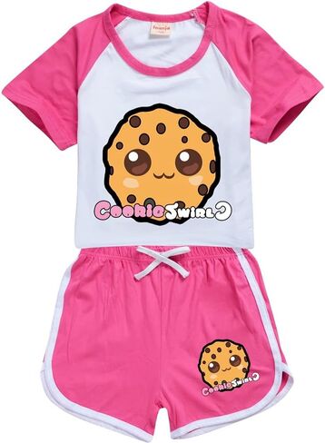 Cookie Swirl C 100-170 Trend Cartoon T-shirt Shorts Casual Sports Suit Clothes for Toddler Girls Teenage Boys Tees Tops in Saudi Arabia