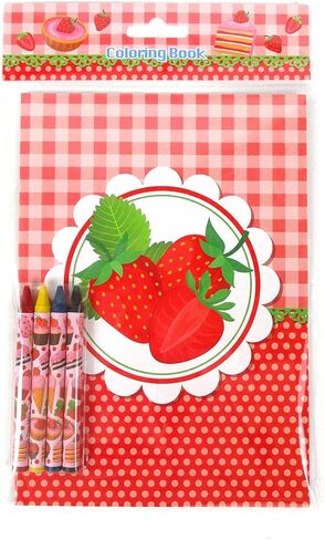 TINYMILLS Strawberry Coloring Book Set with 12 Coloring Books and 48 Crayons Strawberry Birthday Party Supplies Favor Bag Filler Carnival Prizes Rewards Classroom Party in Kuwait