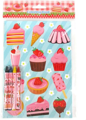 TINYMILLS Strawberry Coloring Book Set with 12 Coloring Books and 48 Crayons Strawberry Birthday Party Supplies Favor Bag Filler Carnival Prizes Rewards Classroom Party in Kuwait