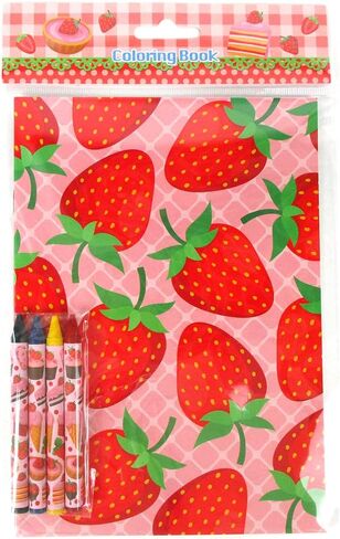TINYMILLS Strawberry Coloring Book Set with 12 Coloring Books and 48 Crayons Strawberry Birthday Party Supplies Favor Bag Filler Carnival Prizes Rewards Classroom Party in Kuwait