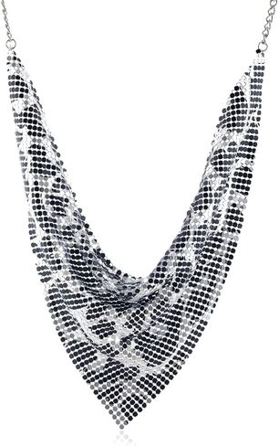 Women Glitter Thick Metal Sequins Tassel Choker Necklace Chunky Bib Stetement Collar Scarf Necklace Jewelry in Saudi Arabia