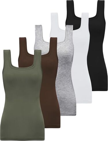 BQTQ 5 Pack Womens Square Neck Tank Tops Sleeveless Ladies Tank Top Undershirts in Saudi Arabia