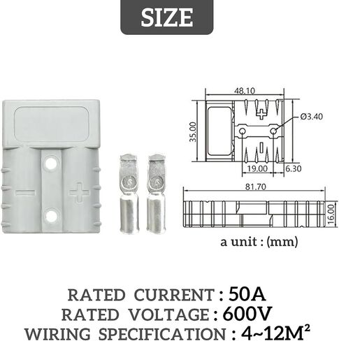 Eagles 50Amp Power Connector Plug,10PCS 7,8,10,12 AWG Battery Quick Connect/Disconnect Wire Harness Plug Connector with Terminal Pins for Recovery Winch Trailer,50A/600V (Grey) in Kuwait
