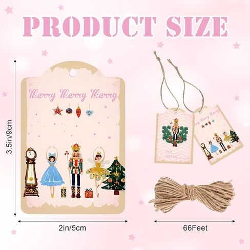 Yeaqee 120 Pcs Nutcracker Christmas Gift Tags with String Holiday Paper Name Tags Nutcracker Favor Tags Hanging Tag Labels for DIY Xmas Present Wrapping Party Decorations(White) in Saudi Arabia