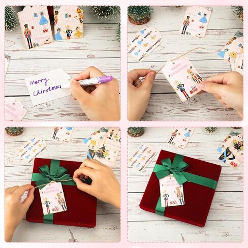 Yeaqee 120 Pcs Nutcracker Christmas Gift Tags with String Holiday Paper Name Tags Nutcracker Favor Tags Hanging Tag Labels for DIY Xmas Present Wrapping Party Decorations(White) in Saudi Arabia