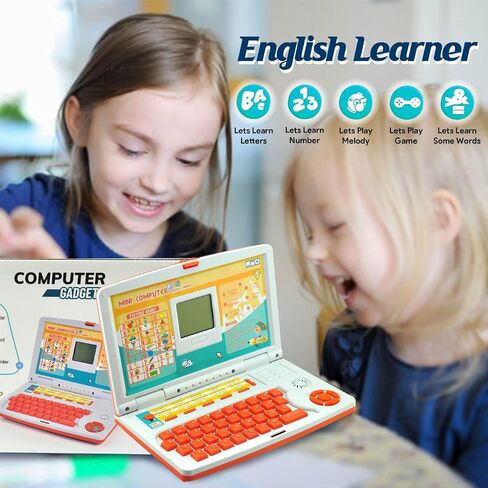 كمبيوتر محمول تفاعلي لتعليم اللغة الإنجليزية للأطفال - لعبة تعليمية مع شاشة LED (برتقالي) in Saudi Arabia