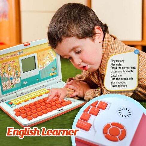 كمبيوتر محمول تفاعلي لتعليم اللغة الإنجليزية للأطفال - لعبة تعليمية مع شاشة LED (برتقالي) in Saudi Arabia