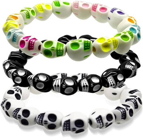 Halloween Bracelet Skeleton Beads Gothic Elastic Chain Bracelet Pumpkin Skeleton Stacked Bracelet Set Halloween Jewelry in Kuwait