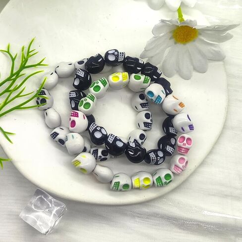 Halloween Bracelet Skeleton Beads Gothic Elastic Chain Bracelet Pumpkin Skeleton Stacked Bracelet Set Halloween Jewelry in Kuwait