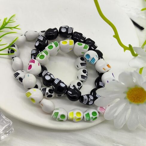 Halloween Bracelet Skeleton Beads Gothic Elastic Chain Bracelet Pumpkin Skeleton Stacked Bracelet Set Halloween Jewelry in Kuwait