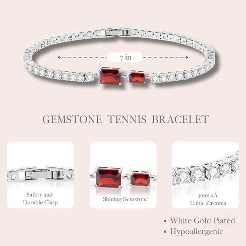 18k White Gold Plated Tennis Bracelet, 3MM Cubic Zirconia Charm Bracelet for Women 7 inches Gift for Women Ideal for Weddings, Parties, and Daily Wear in Saudi Arabia