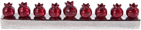 Hanukah Menorah Strip of Colored Pomegranate Candle Holders Designed by Artist (Copper) in Saudi Arabia