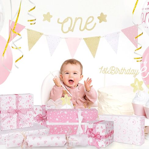 Larcenciel Tissue Paper, 50 Sheets Elephant Pink Tissue Paper for Gift Bags Gift Wrapping, Cute Baby Girl Design Tissue Paper Gift Wrap for Baby Shower, Birthday, Anniversary, Craft, 19.7x13.8inch in Kuwait