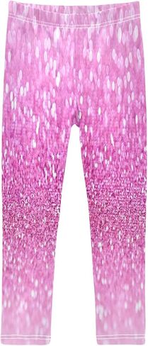 Gredecor Girls Leggings Pink Glitter Sparkle Kids Pants Dance Active Tights Bottoms 5T in Kuwait