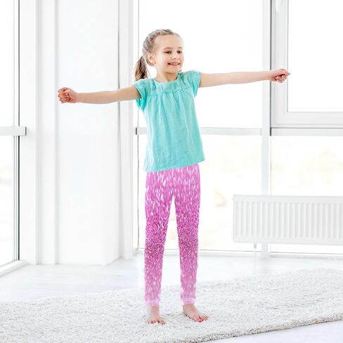 Gredecor Girls Leggings Pink Glitter Sparkle Kids Pants Dance Active Tights Bottoms 5T in Kuwait