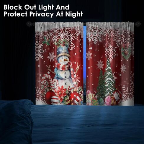 عيد الميلاد ثلج شجرة كرات ستائر المطبخ نافذة الشتاء الستائر على بالوعة مجموعة من 2، الثلج قضيب أحمر جيب ستائر قصيرة الطبقة للمطبخ، عيد الميلاد ديكور مطبخ صغير (26 × 36 بوصة) in Kuwait