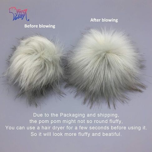 Furryvalley Faux Fur Pompom 6pcs DIY Crafts Fluffy Balls for Hat Shoes Scarves with Snap Fastener Removable Knitting Hat Horse Riding Hat Silk Accessories 6 Inch Extra Large (3 Mix Colors) in Saudi Arabia
