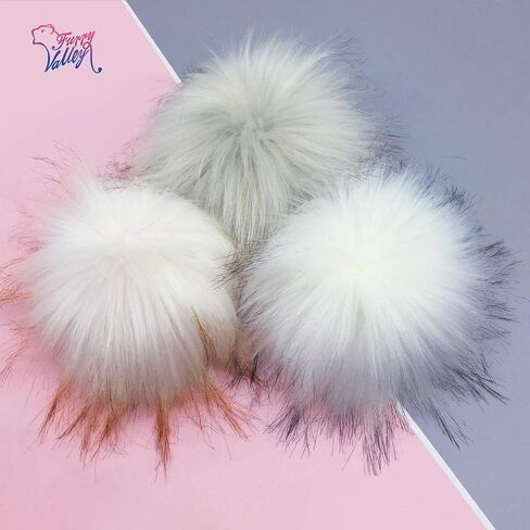 Furryvalley Faux Fur Pompom 6pcs DIY Crafts Fluffy Balls for Hat Shoes Scarves with Snap Fastener Removable Knitting Hat Horse Riding Hat Silk Accessories 6 Inch Extra Large (3 Mix Colors) in Saudi Arabia