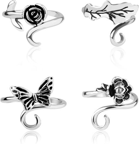 4pcs Crochet Ring, 0.79 Inch Width Adjustable Finger Crochet Hook 4 Styles Yarn Guide Ring Yarn Tension Holder Knitting Loop Ring Crochet Crafts Accessories Gift (Animal & Plant Styles) in Saudi Arabia