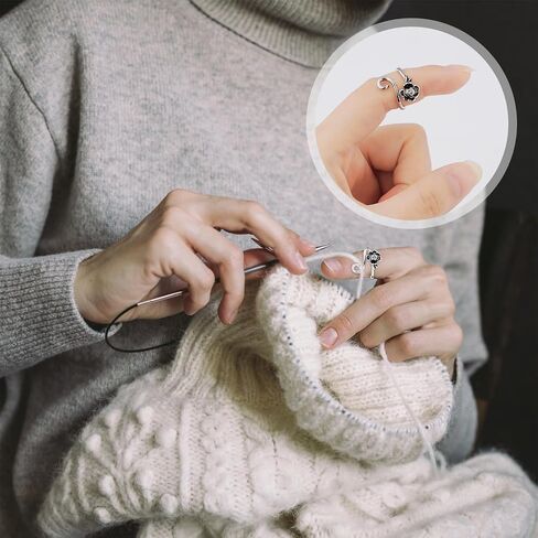 4pcs Crochet Ring, 0.79 Inch Width Adjustable Finger Crochet Hook 4 Styles Yarn Guide Ring Yarn Tension Holder Knitting Loop Ring Crochet Crafts Accessories Gift (Animal & Plant Styles) in Saudi Arabia