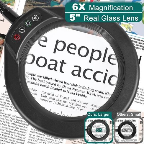 10X Magnifying Glass with Light and Clamp, Large Gooseneck Magnifying Desk Lamp with Stand, 5 Color Modes Dimmable Lighted Magnifier Hands Free for Crafts Painting Jewelry Sewing Close Work in Kuwait