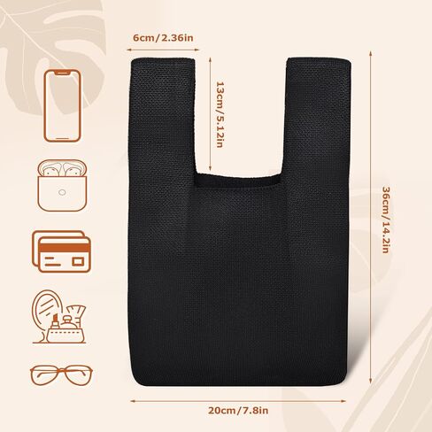 Small Crochet Knit Tote Wrist Bag, Portable Knot Sleeve Handle Bag Cute Wristlet Pouch Purse for Women in Saudi Arabia
