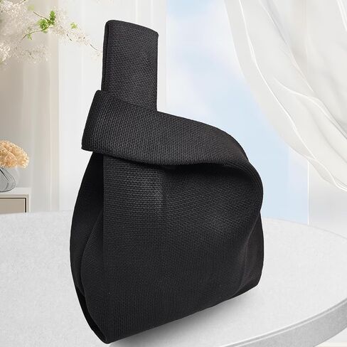 Small Crochet Knit Tote Wrist Bag, Portable Knot Sleeve Handle Bag Cute Wristlet Pouch Purse for Women in Saudi Arabia