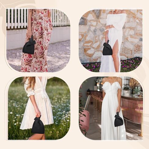 Small Crochet Knit Tote Wrist Bag, Portable Knot Sleeve Handle Bag Cute Wristlet Pouch Purse for Women in Saudi Arabia