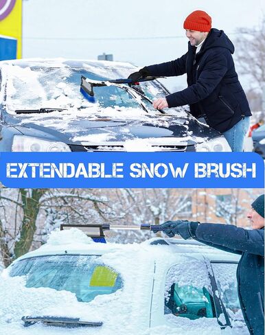 SEG Direct 39" Extendable Snow Brush with Squeegee Ice Scraper Telescoping Foam Grip for Car Truck SUV MPV Light Weight Anti-Freeze Extreme Durability Black and Blue in Kuwait