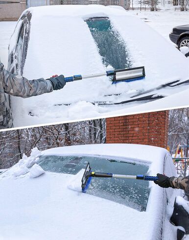 SEG Direct 39" Extendable Snow Brush with Squeegee Ice Scraper Telescoping Foam Grip for Car Truck SUV MPV Light Weight Anti-Freeze Extreme Durability Black and Blue in Kuwait