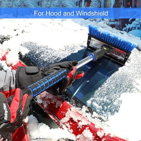 SEG Direct 39" Extendable Snow Brush with Squeegee Ice Scraper Telescoping Foam Grip for Car Truck SUV MPV Light Weight Anti-Freeze Extreme Durability Black and Blue in Kuwait