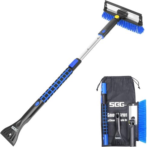 SEG Direct 39" Extendable Snow Brush with Squeegee Ice Scraper Telescoping Foam Grip for Car Truck SUV MPV Light Weight Anti-Freeze Extreme Durability Black and Blue in Kuwait