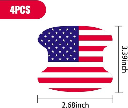 4 PCS Car Door Bowl Protector, 3.34" x 3.74" American Flag Car Door Handle Anti-Scratch Sticker, Door Side Paint Self-Adhesive Protection Film, Universal for Car SUV Exterior Accessory (Red) in Saudi Arabia
