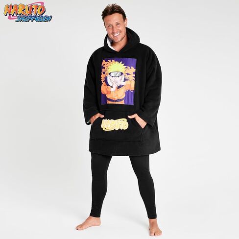 Naruto Blanket Hoodie for Men and Teenagers - Cosy Oversized Fleece Hoodie One Size Sherpa Lined - Anime Gifts for Men in Kuwait