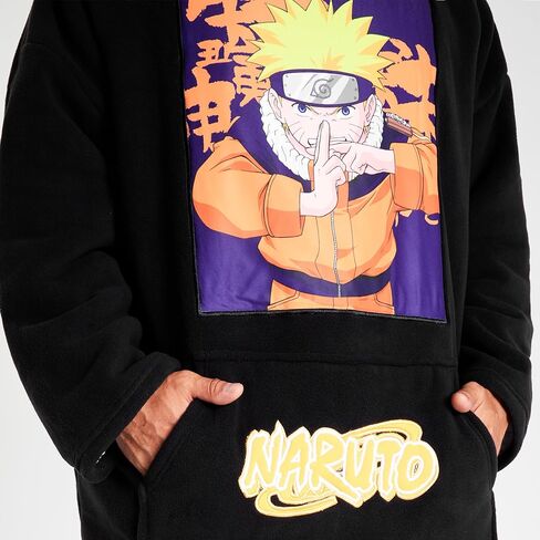 Naruto Blanket Hoodie for Men and Teenagers - Cosy Oversized Fleece Hoodie One Size Sherpa Lined - Anime Gifts for Men in Kuwait