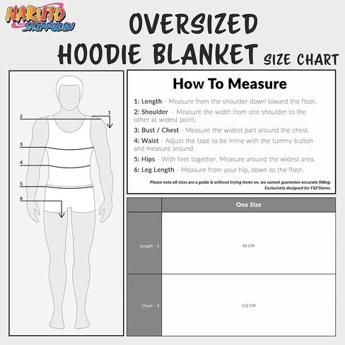 Naruto Blanket Hoodie for Men and Teenagers - Cosy Oversized Fleece Hoodie One Size Sherpa Lined - Anime Gifts for Men in Kuwait