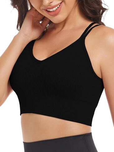 حمالة صدر رياضية مبطنة من FelFory Criss Cross Longline، حمالة صدر رياضية مبطنة، ملابس علوية للتمرين للنساء، حمالة صدر رياضية للنساء، قمصان اليوغا in Saudi Arabia