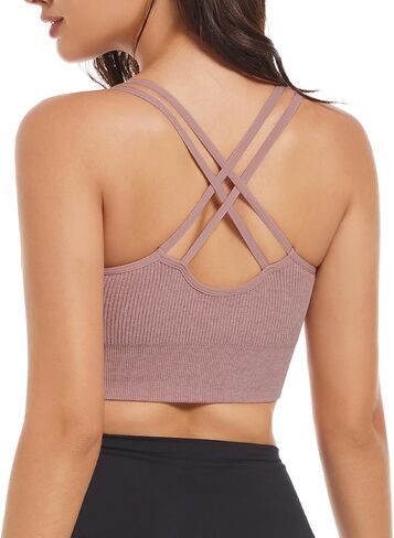 حمالة صدر رياضية مبطنة من FelFory Criss Cross Longline، حمالة صدر رياضية مبطنة، ملابس علوية للتمرين للنساء، حمالة صدر رياضية للنساء، قمصان اليوغا in Saudi Arabia