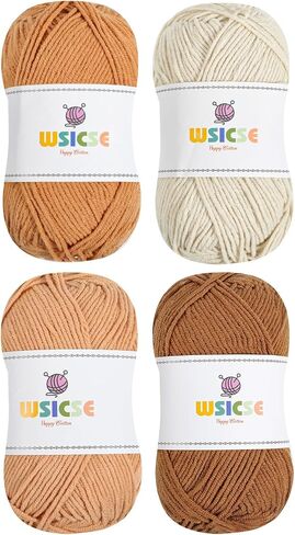 4 Pack Crochet Yarn, 560 Yard Soft Brown Yarn for Hand Knitting Decor Gifts in Kuwait