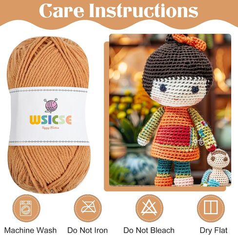 4 Pack Crochet Yarn, 560 Yard Soft Brown Yarn for Hand Knitting Decor Gifts in Kuwait