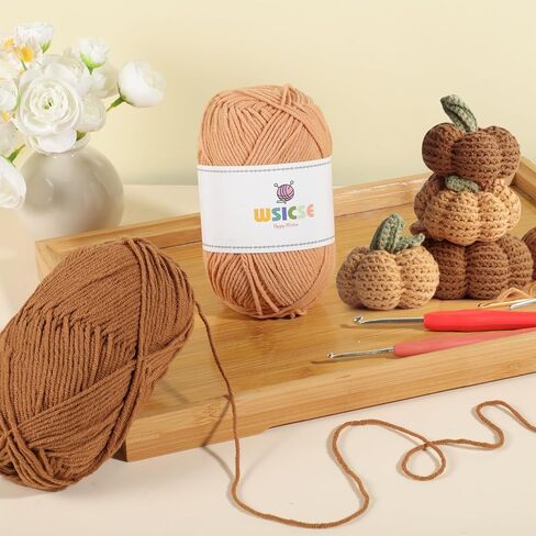 4 Pack Crochet Yarn, 560 Yard Soft Brown Yarn for Hand Knitting Decor Gifts in Kuwait