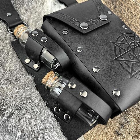 HiiFeuer Medieval Faux Leather Alchemy Set, Witch Pointed Hat for Women, Fantasy Wizard Belt with Potion Vials Waist Pouch in Saudi Arabia