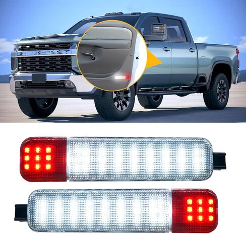 أضواء لوحة الباب متوافقة مع أضواء لوحة الباب Chevy GMC C/K مصابيح المجاملة Silverado/Sierra 1500 3500 2500 HD Yukon XL 1500 2500 أضواء تحذير الباب (OEM: 15021517 15021518) (الذيل الأحمر) in Kuwait