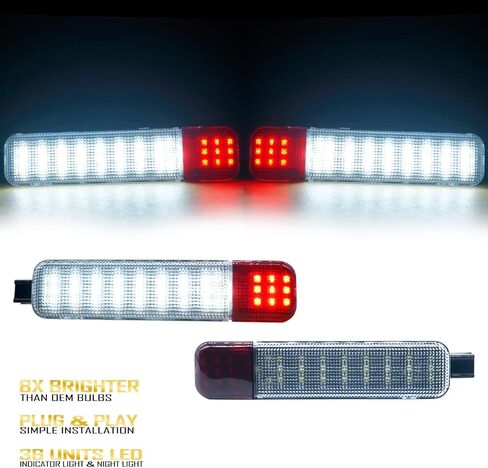 أضواء لوحة الباب متوافقة مع أضواء لوحة الباب Chevy GMC C/K مصابيح المجاملة Silverado/Sierra 1500 3500 2500 HD Yukon XL 1500 2500 أضواء تحذير الباب (OEM: 15021517 15021518) (الذيل الأحمر) in Kuwait