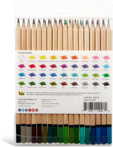 KINGART 313-36 Artist Quality 36 Ct. Watercolor Pencil Set, 36 Unique Highly Pigmented Colors, Pre-Sharpened, Use Wet or Dry for Drawing, Painting & Mixed Media, For Professional to Beginner/Student in Saudi Arabia