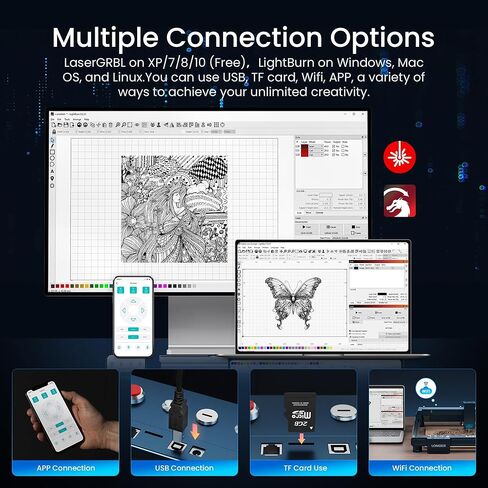 آلة النقش بالليزر B1 الأطول، آلة النقش بالليزر بقدرة 24 وات بمساعدة الهواء، آلة النقش بالليزر بدقة 120 وات DIY، آلة CNC للخشب والمعادن والأكريليك والجلود، إلخ. in Kuwait