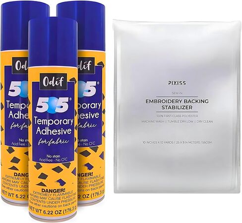 بخاخ لاصق للنسيج Odif 505 (7.2 أونصة) مع مثبت تطريز (55 جم لكل متر مربع 10 ياردة × 10 بوصة) - بخاخ مثبت للنسيج 505 مع مثبت للتطريز اليدوي متوافق مع التطريز الآلي in Saudi Arabia